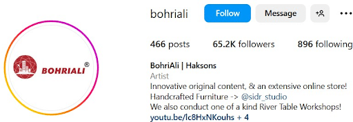 Instagram marketing of Bohriali